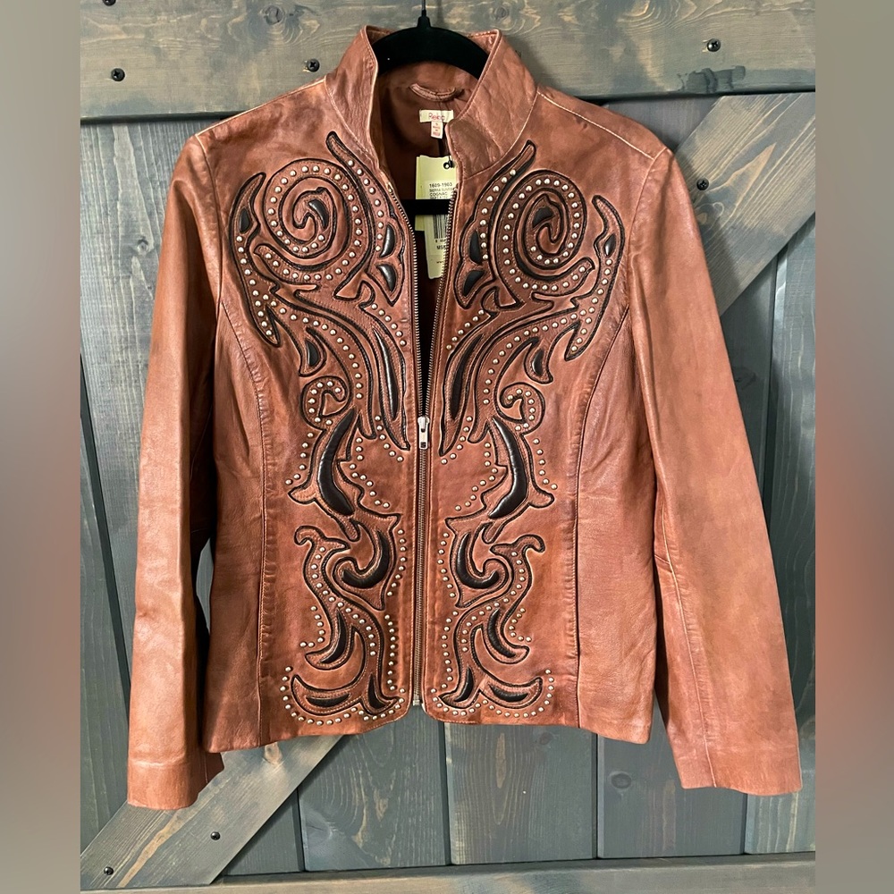 Reba NEW leather embellished jacket S